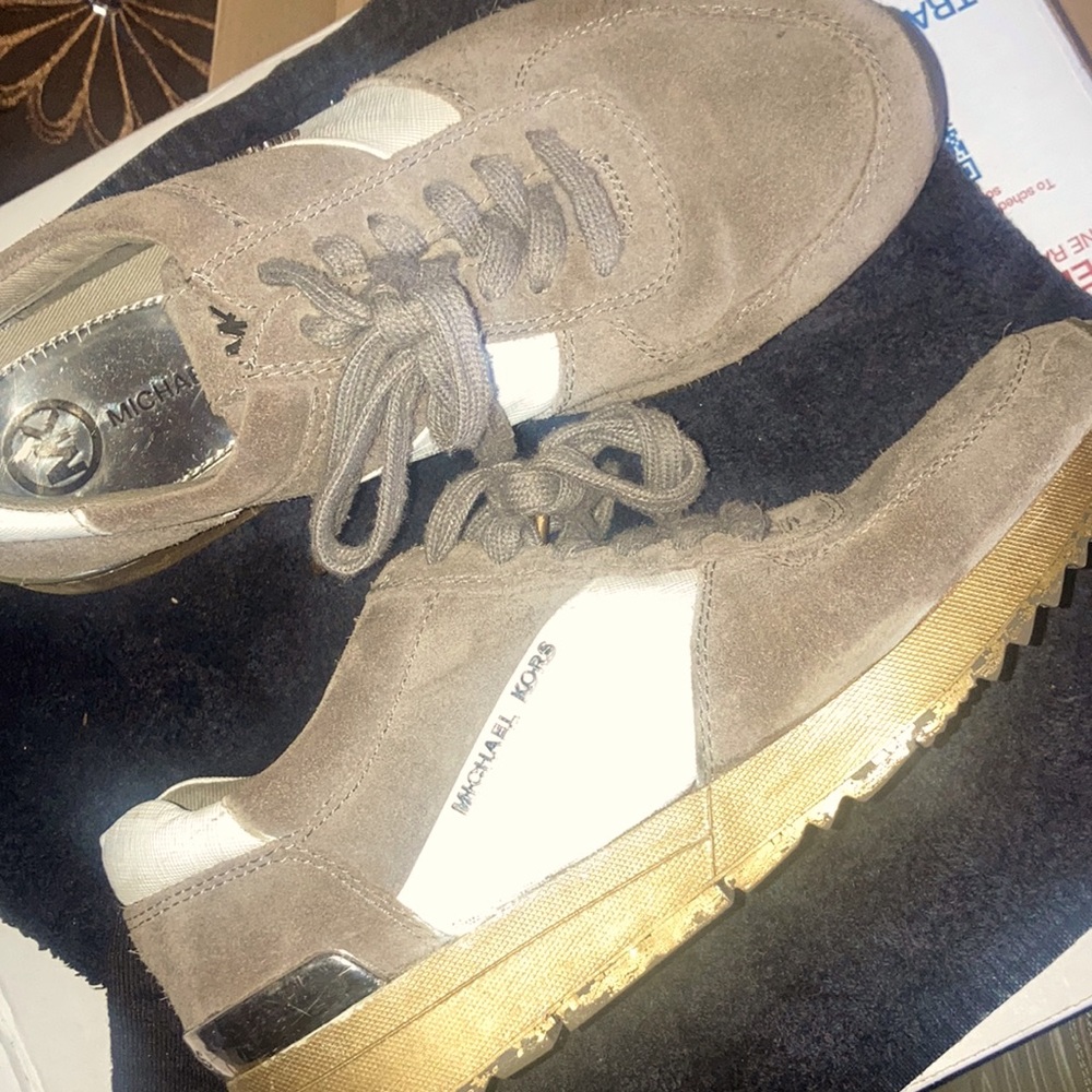 Mk leathery grey gold silver